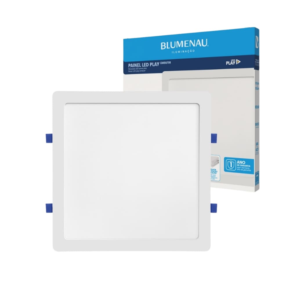Painel Plafon Quadrado Embutir 24w Play 6500k 4000k 3000k Blumenau Iluminação Bivolt