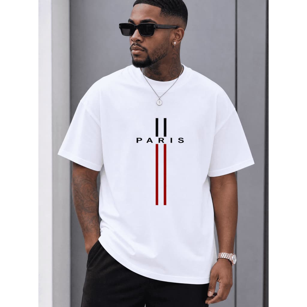 Camiseta Oversized Paris Listrada Streetwear Unissex 100% Algodão Premium Lançamento Despacho Imediato