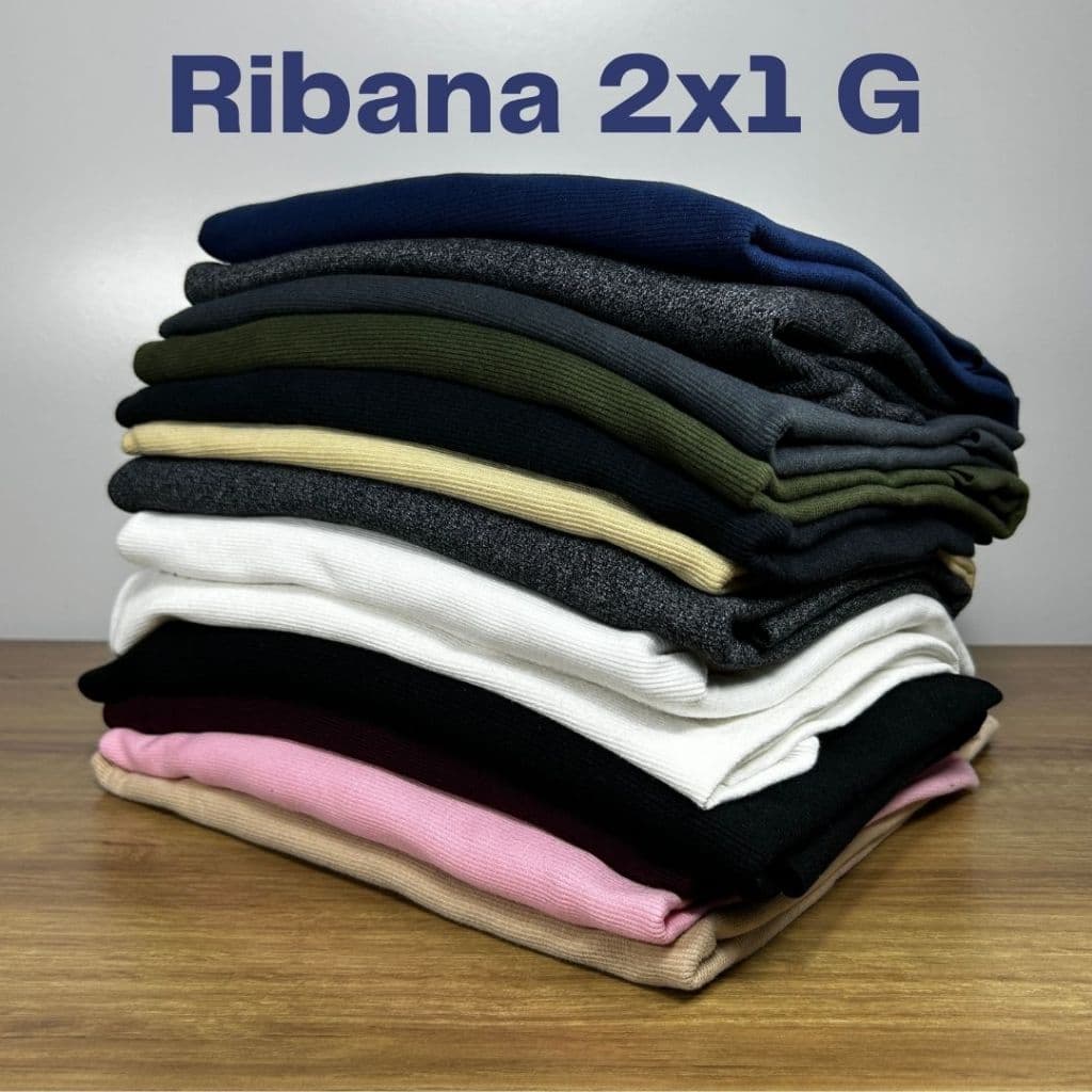 Retalhos Ribana Canelada 2x1 Tamanho grande acima de 80cm Cores Sortidas - punho, gola, vestidos, blusas