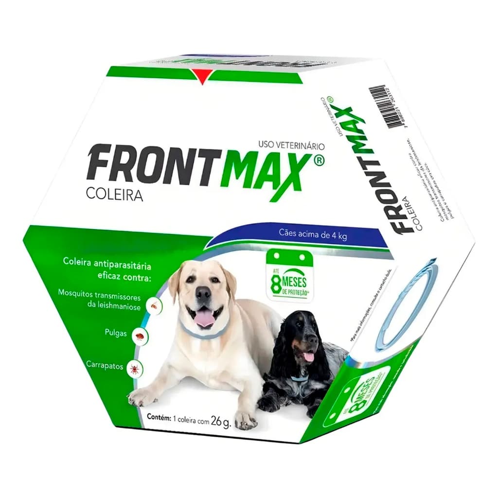 Coleira Frontmax Antipulgas e Carrapatos para cães Raças Pequenas Medias e Grandes Acima de 4Kg