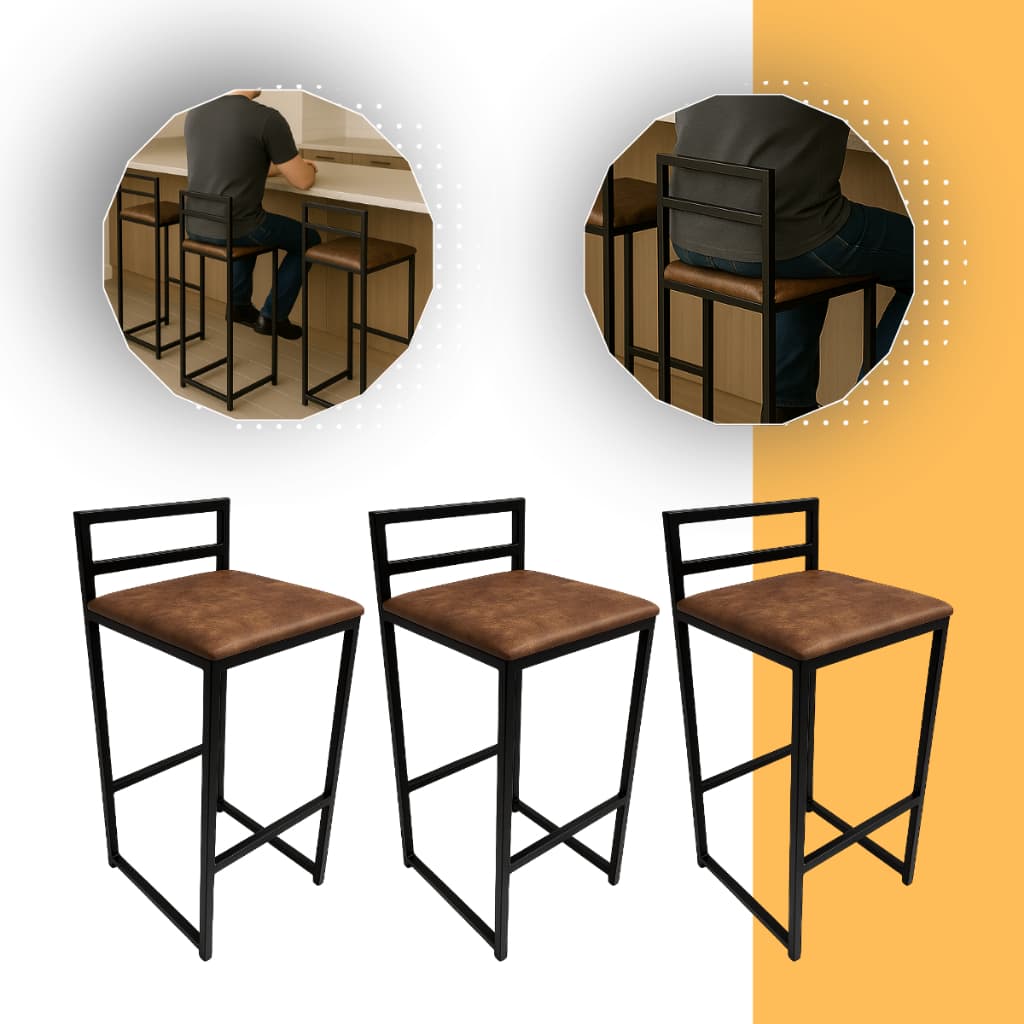 Kit Banquetas Altas 3 Peças Para Ilha e Bancada