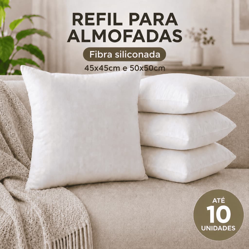 Kit Miolo Recheio Para Capa De Almofada 45x45cm 50x50cm Refil Avulso Enchimento Interno Fibra Siliconada