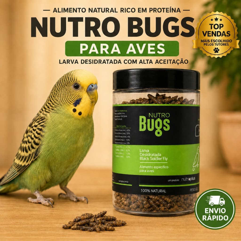 Larva Desidratada para Aves Alimento Natural Rico em Proteína 30g Nutro Bugs