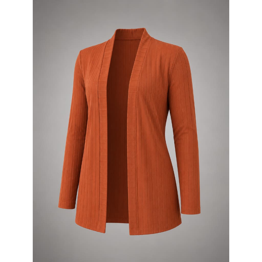 Casaco Cardigan Feminino Canelado Aberto Manga Longa Blusa Elegante Confortável M ao GG