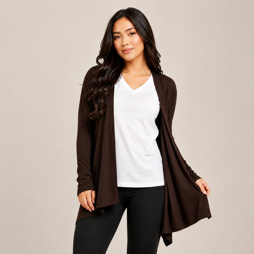 Cardigan Feminino Longo Aberto Manga Longa Viscolycra Mullet Casual Elegante Kimono Inverno Confortável