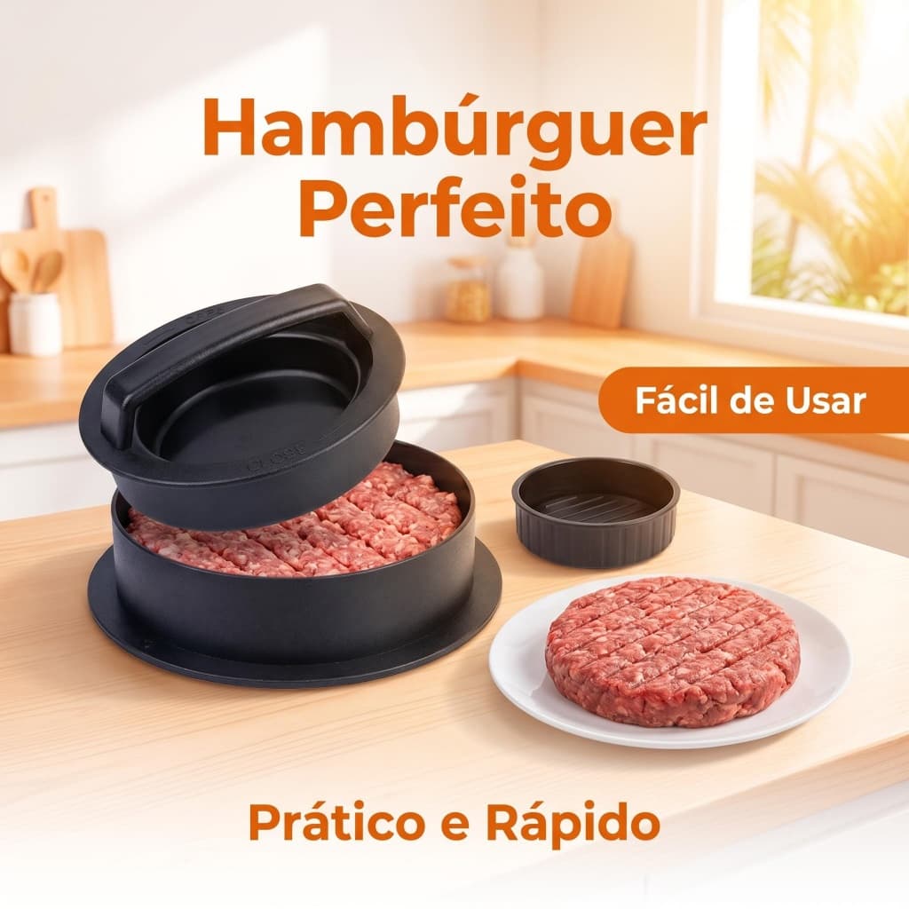 Prensa para Hambúrguer Antiaderente Utensílio Cozinha 1/2/3 Peças
