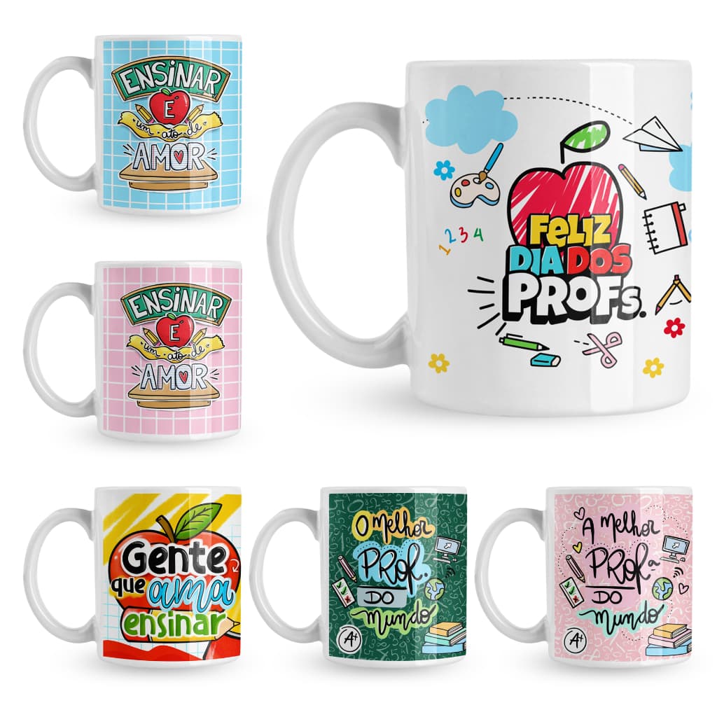 Caneca Personalizada Dia dos Professores Kit 6 e 12 Unidades Atacado