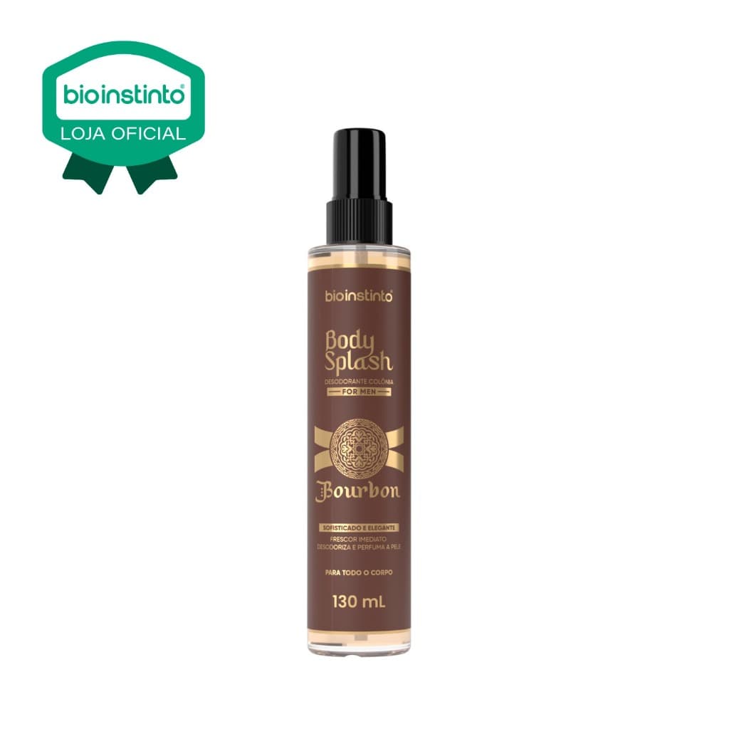 01 UN Body Splash BOURBON 130ml Masculino Bio Instinto Colônia Corporal Desodorante Aroma Sofisticad