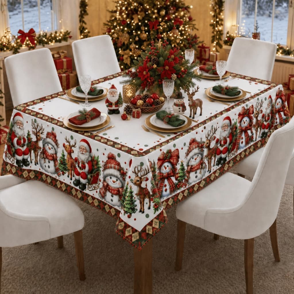 Toalha de Mesa Retangular p/ 6 lugares 2,20 x1,50 Natal (Decoração, Cozinha, Mesa Posta)