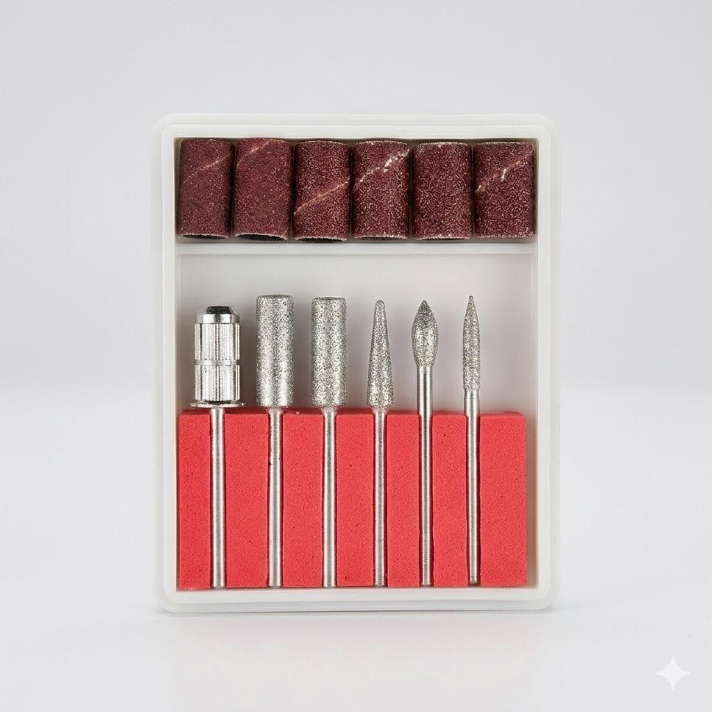 Kit Brocas Diamantadas Para Motor De Unha Gel Lixadeira + Refil Lixa Envio Já