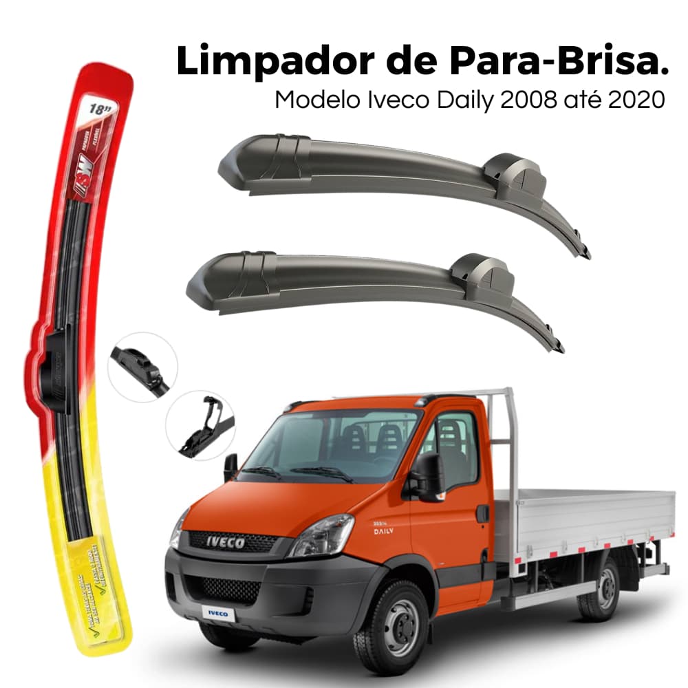 Jogo de Palheta Limpador Para-brisa Dianteiro Iveco Daily 2008 até 2020