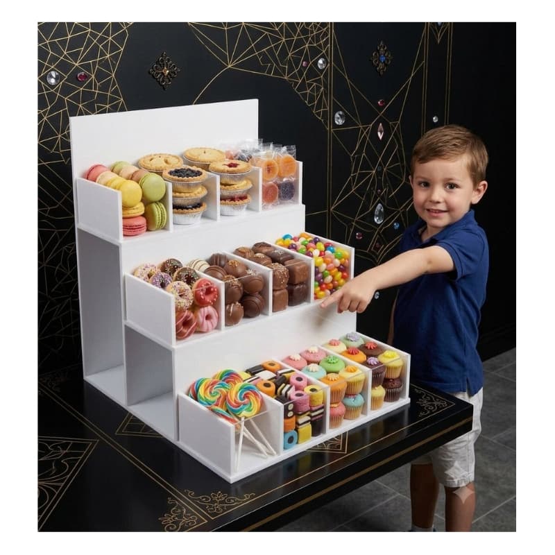 Suporte Expositor Pvc 5mm Sob Medida Para Doces Balas E Chocolates Frente De Caixa