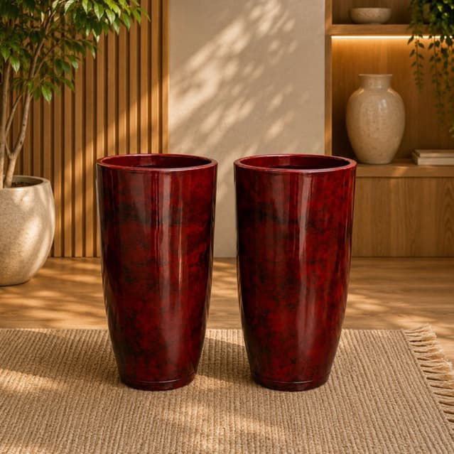 KIT 2 VASOS PARA PLANTAS C/PRATO DECORATIVO, FLOR, ÁRVORES E DECORAÇÃO INTERNA E EXTERNA