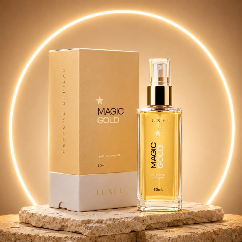 Perfume Capilar Sem Álcool Nutrição Antifrizz Brilho Intenso Fragrância Luxel Magic Gold 60ml