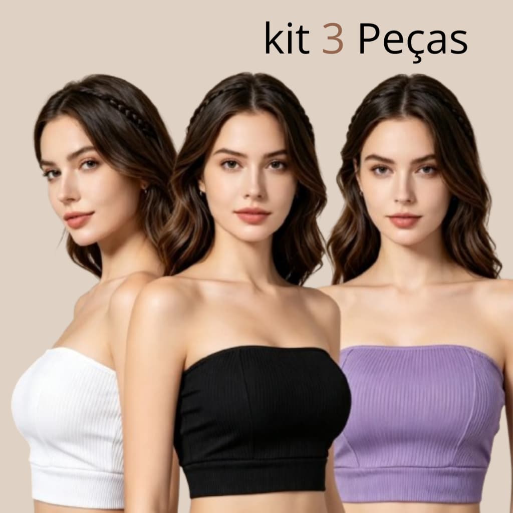 KIT 3 TOP FAIXA TOMARA QUE CAIA RIBANA CANELADO PREMIUM MODA GRINGA SUPER ESTILOSO