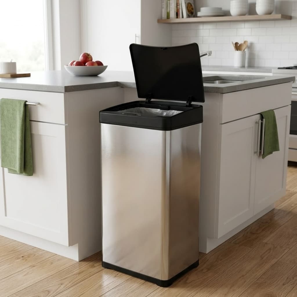 Lixeira Automática Cozinha Aço Inox 50L Inteligente Sensor Premium