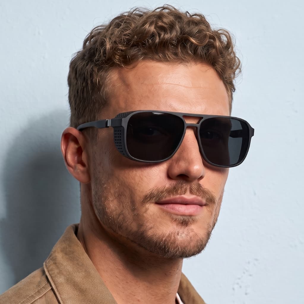 Óculos de Sol Quadrado Soldador Escuro Premium Protecao Lateral Steampunk Soldador Retro Masculino