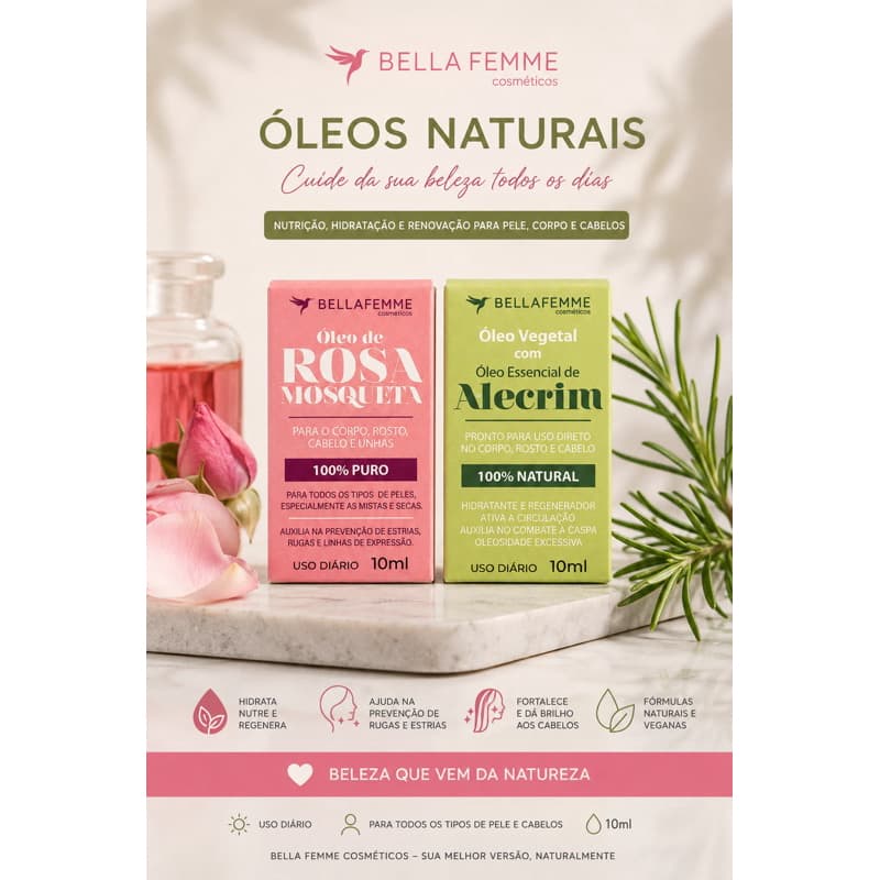 Óleo Rosa Mosqueta + Óleo de Alecrim Bella Femme 10ml