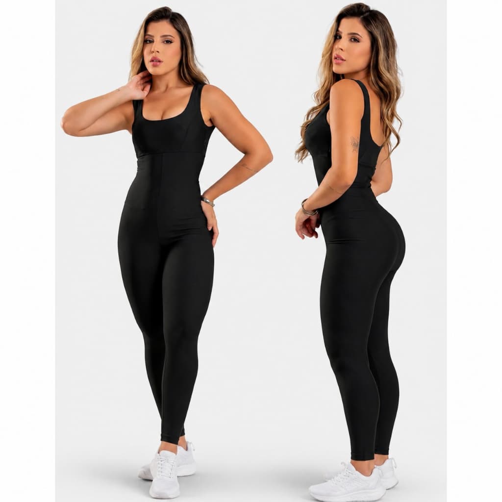 Macacão Fitness Longo Feminino Não Transparente Bojo Removível