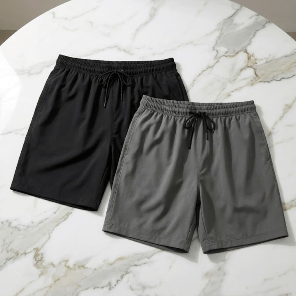 Kit 2 Shorts Masculinos Tactel Secagem Rápida Esporte Caminhada Fitness Verão Bolso Conforto Dia Fit