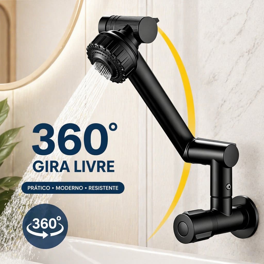 Aço inoxidável Torneira Articulada para Cozinha com Giro 360° Braço Flexível Banheiro