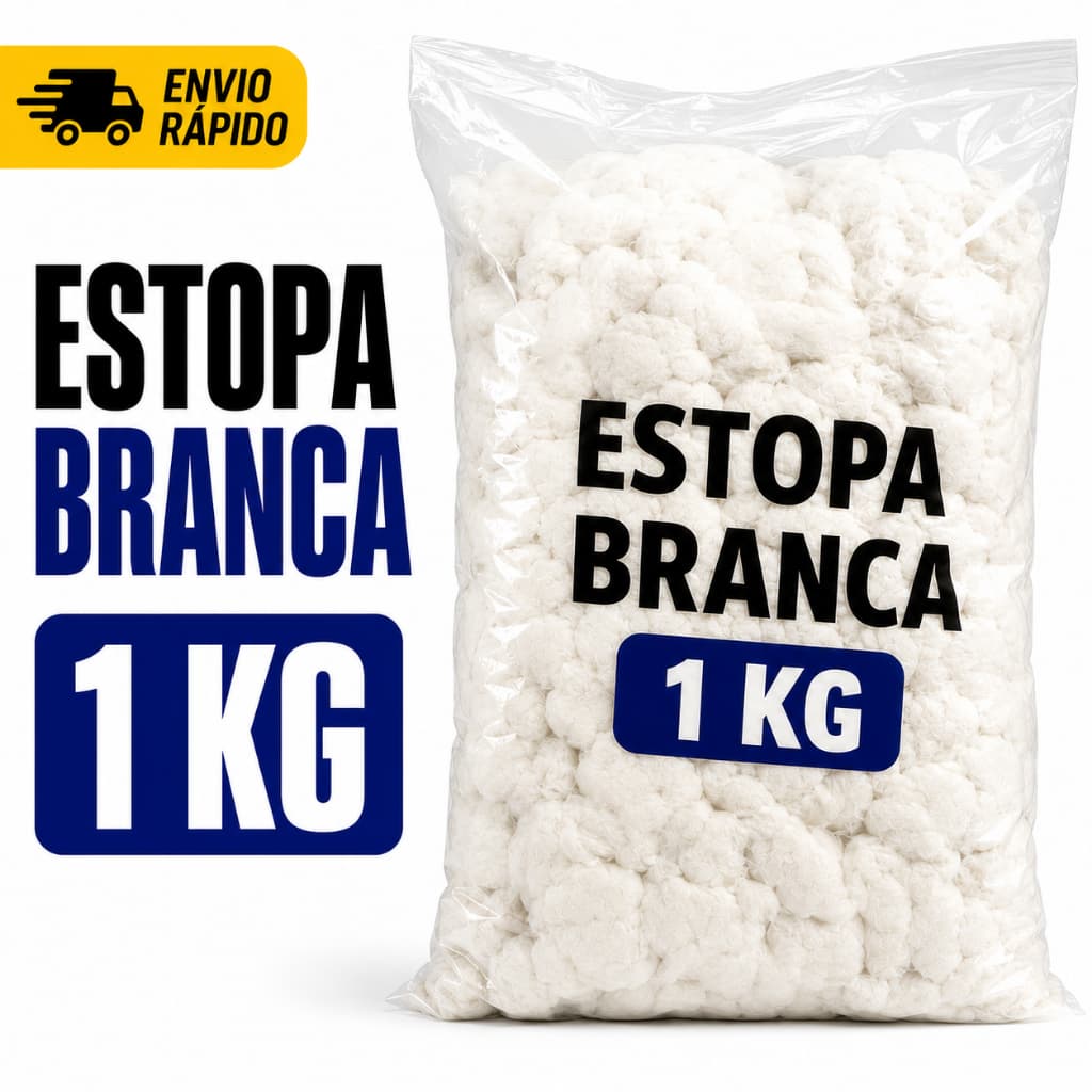 Estopa Branca 100% Algodão 1Kg Limpeza Polimento Automotivo Multiuso Não Risca