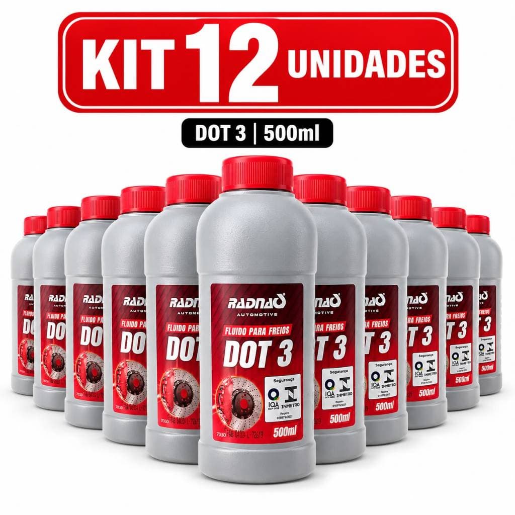 Kit 12 Fluido Para Freios DOT 3 500ml Radnaq Automotivo