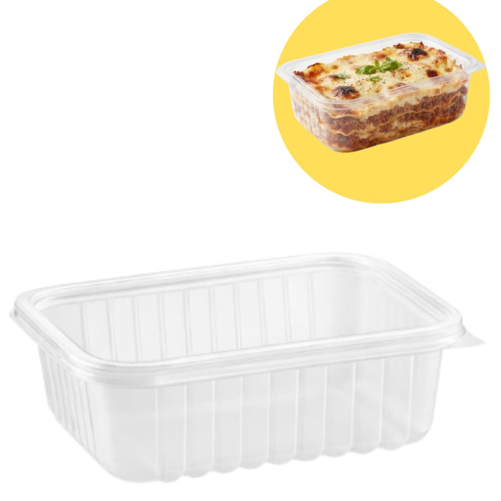 Pote 500ML Retangular Com Tampa Plastico Marmitinha Fit Marmita EMBALAGEM 80 UN MONTEFRESH