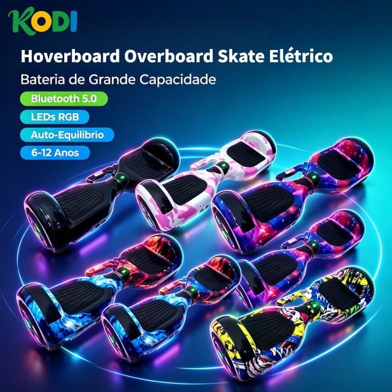 Hoverboard Elétrico 6,5 Polegadas com Luz LED e Bluetooth - P10