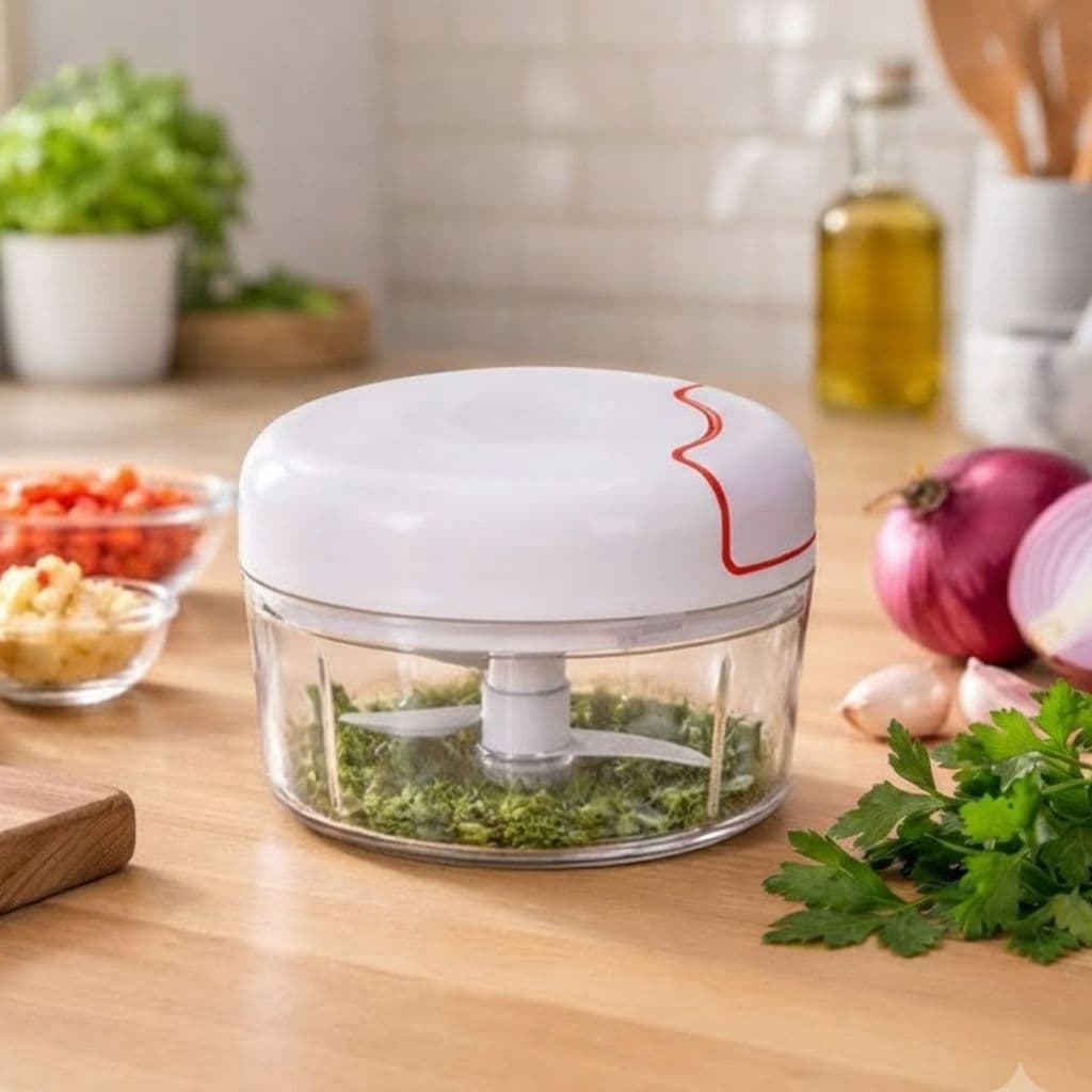 Triturador De Alimentos Manual 2 Lâminas Pequeno 170ml Picador De Temperos Prático Cozinha Rápida