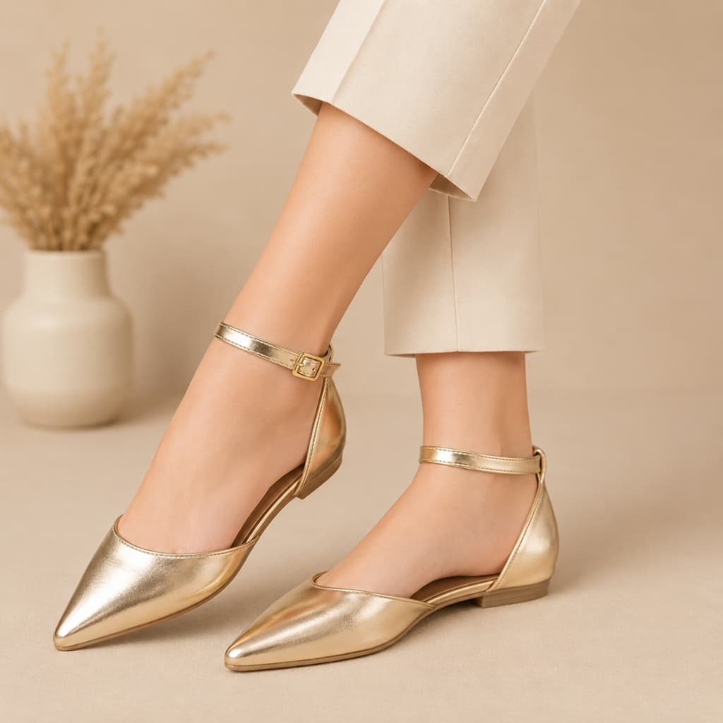 Sapatilha Feminina Bico Fino Confortável Elegante Com Strass Casual Social Trabalho Salomé