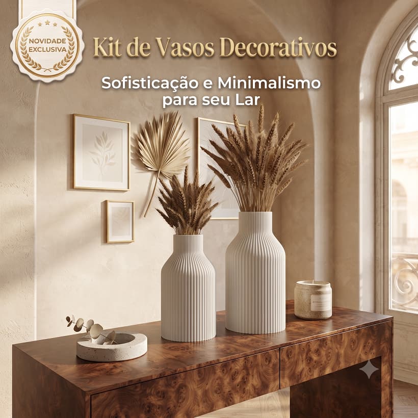 Kit Até 2 Vasos Decorativos Estilo Japandi Minimalista Decoração Moderna Elegante Sala Casa Escritório Clean