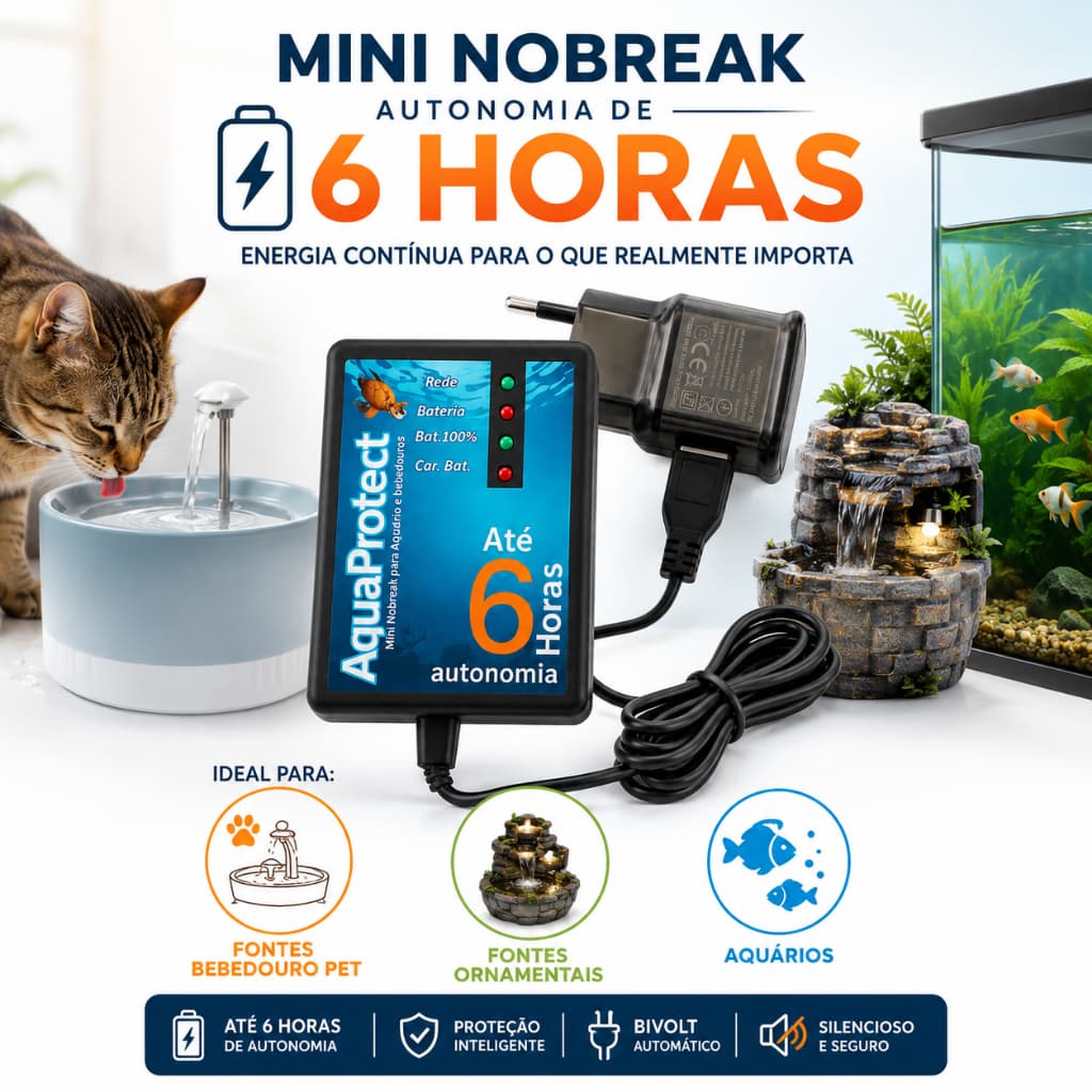 Mini Nobreak Para Fonte Bebedouro Pet Aquário Bomba USB Até 6 Horas