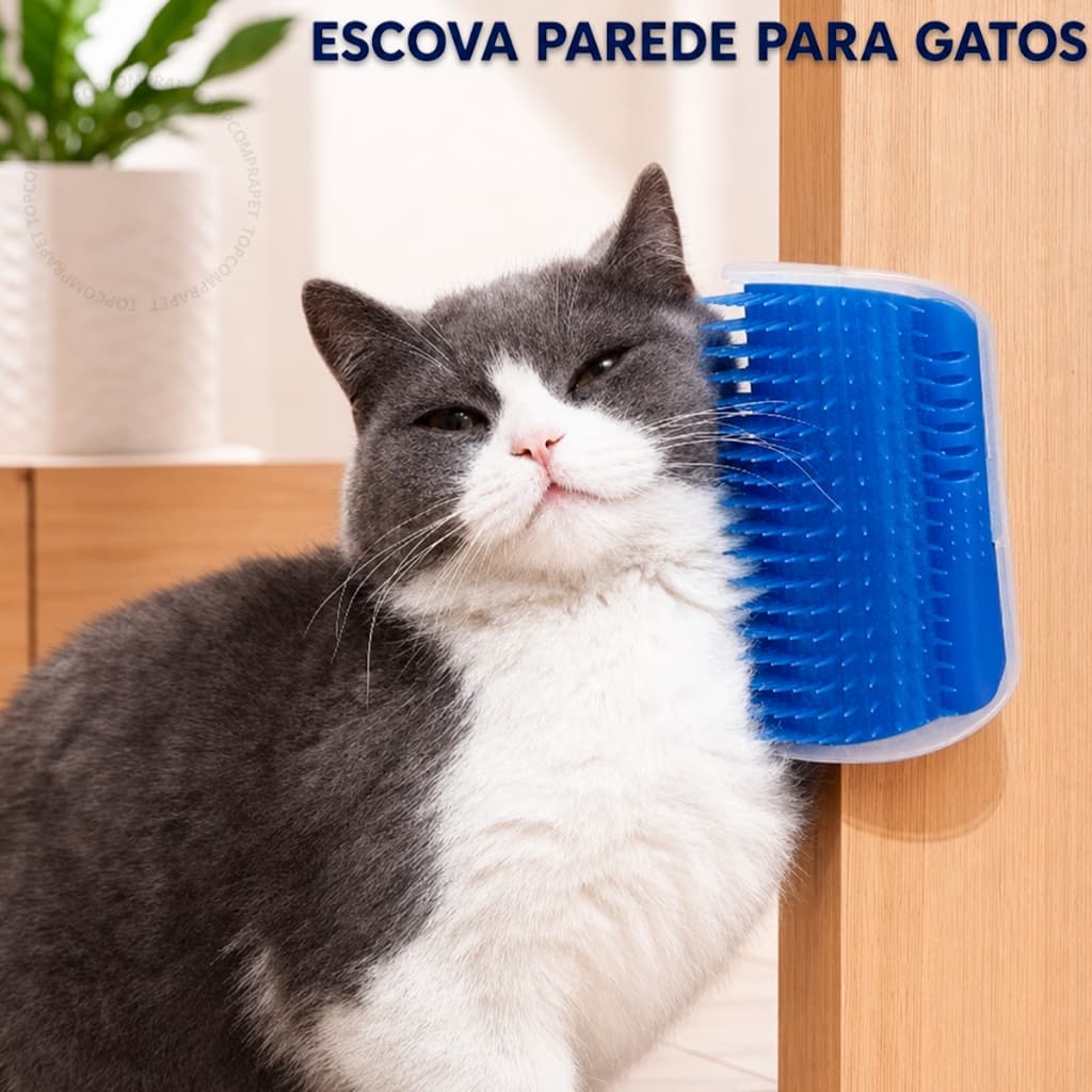 Escovadeira Escova Pet Tira Pelos Parede Gato Massagem Brinquedo Coçador Catnip