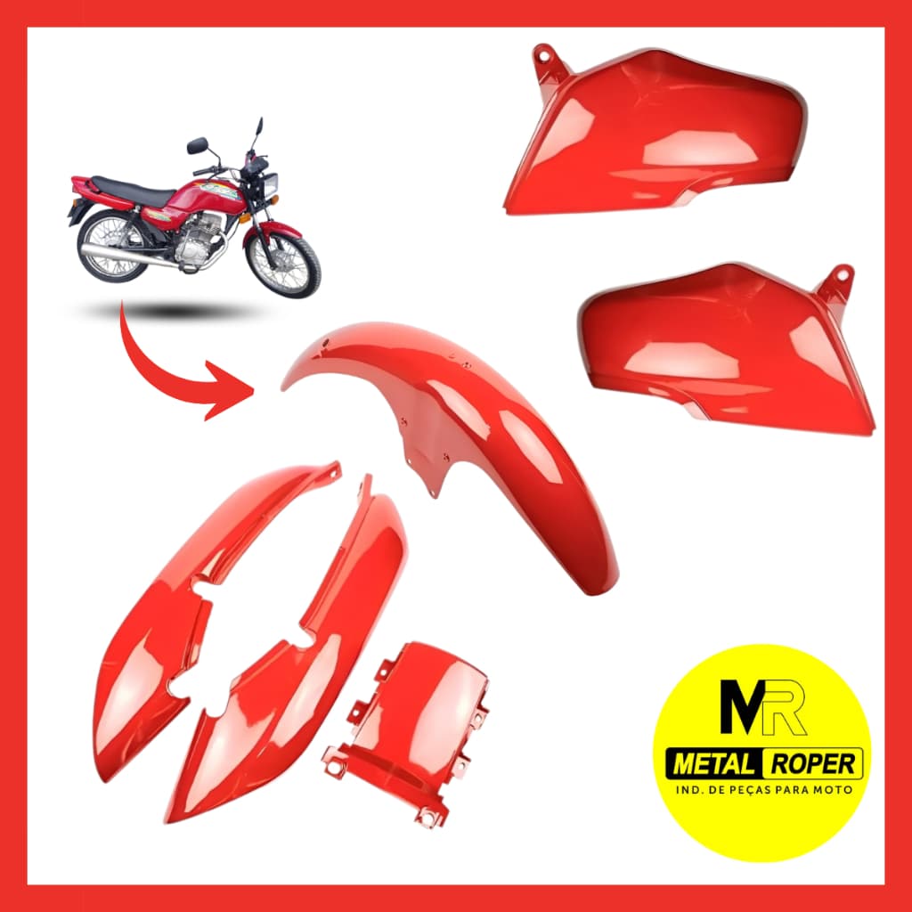 Kit Carenagem CG Titan 125 1995/1997 Vermelho Compatível Encaixe Original