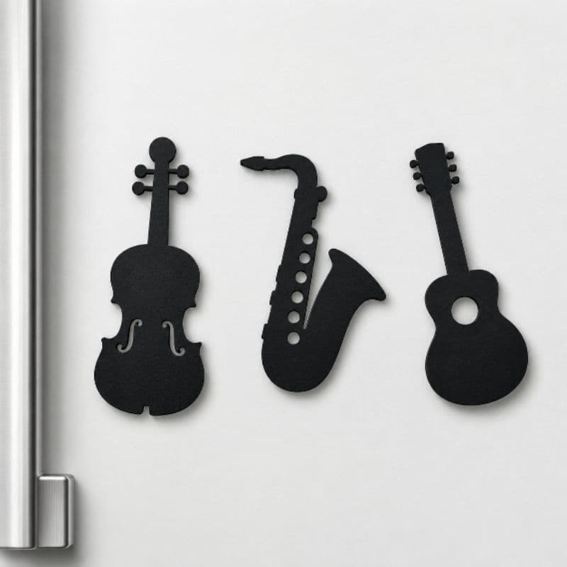 Kit Imã Musical Violão Guitarra Saxofone Música Madeira MDF