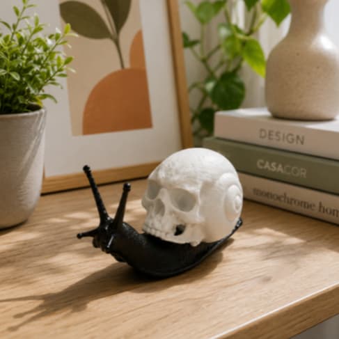 Mini Estátua Caracol Caveira Decorativa Moderna Para Escritório Mesa Casa Prateleiras Bichinhos Para Decoração