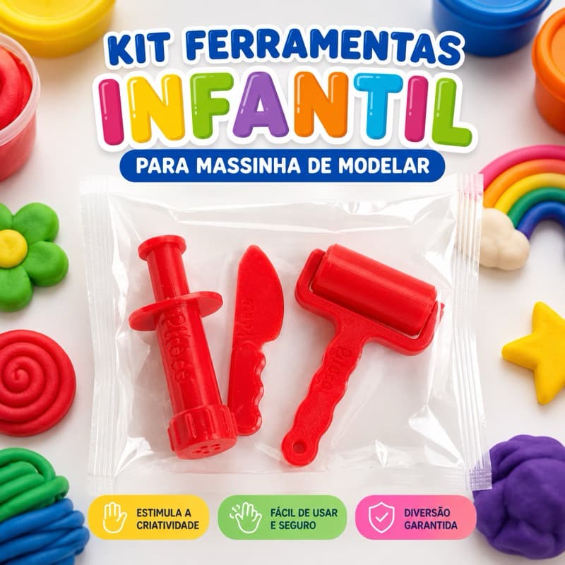 Kit Ferramentas para Massinha de Modelar | Brinquedo Criativo Divertido KIT COM MASSINHA