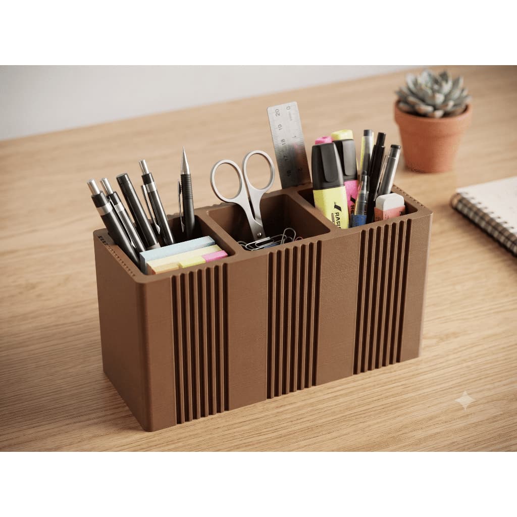 Porta-Canetas Modular "Brick" - Organizador de Mesa Estilo Bloco de tijolo