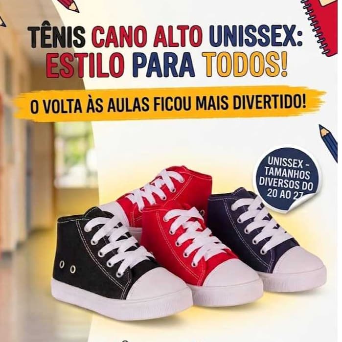 Tenis Infantil Menina e Menino Cano Alto Star Modinha Calçados de Menina Antiderrapante Volta as Aulas