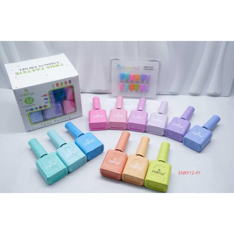 Kit12Esmaltes em Gel  Pastéis 10ml  Dafu Cores Incríveis com Alta Pigmentação e Excelente Qualidade Nail Designer