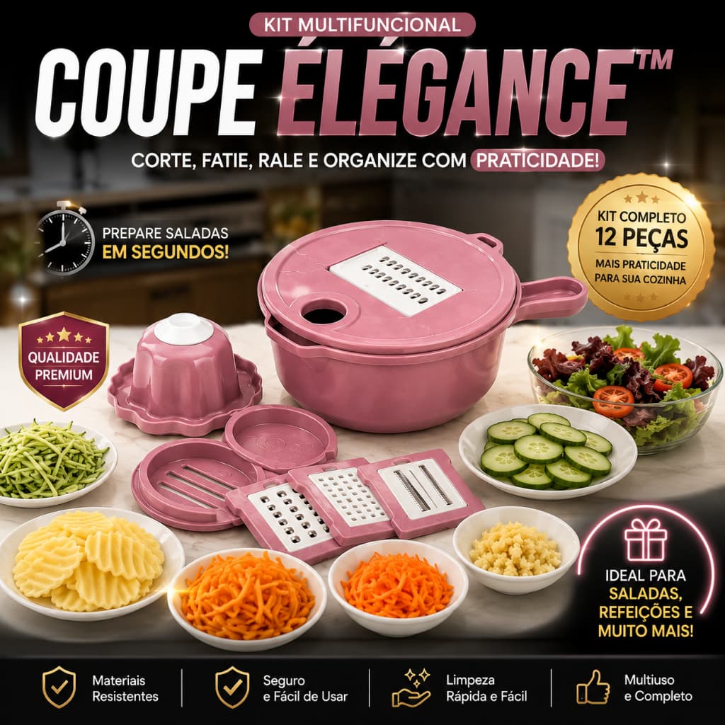 Cortador de Legumes Multifuncional 12 Peças Ralador Fatiador Cozinha