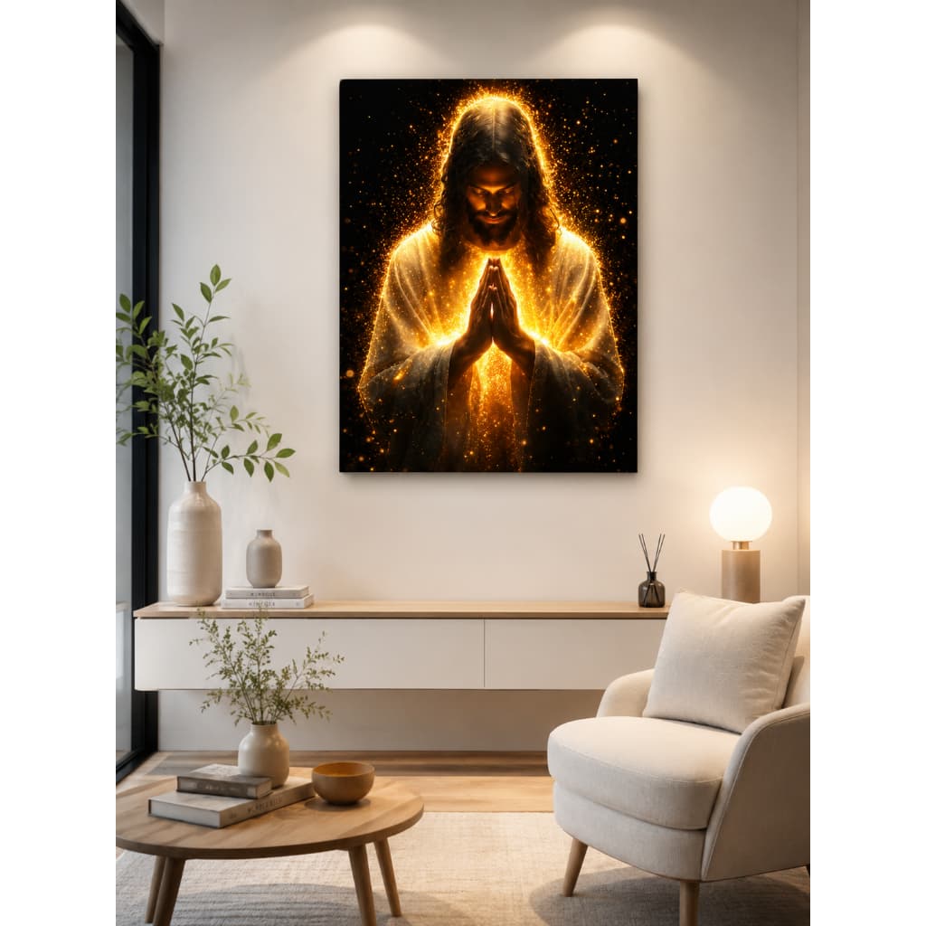 Quadro Decorativo Jesus Cristo Peça Única Detalhes Dourados Alta Qualidade Resolução HD