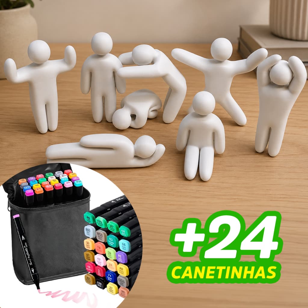 Kit Bonecos MECCHA CHAMELEON - 8 Figuras em Diversas Poses -  Pinte Você Mesmo - Antiestresse e Decoração