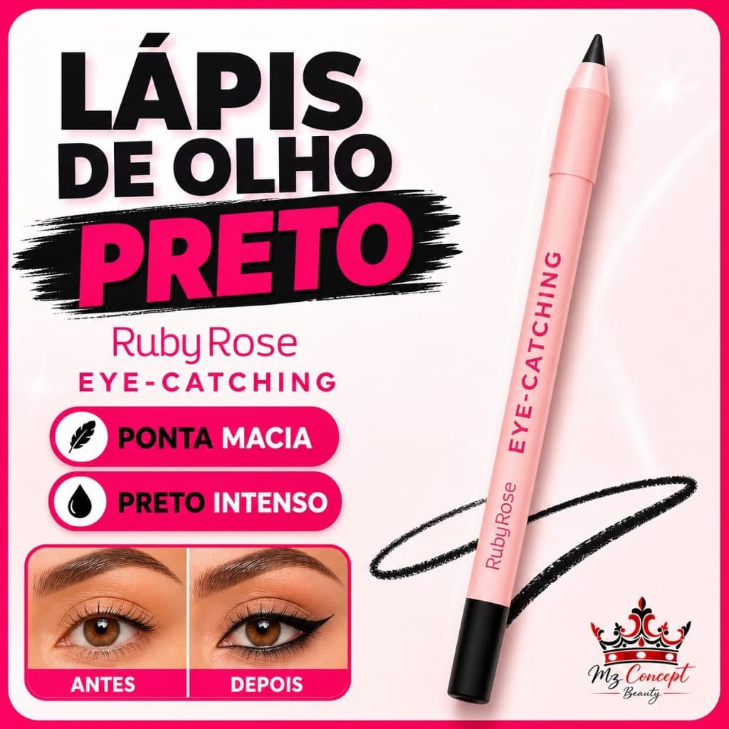 Lapis Olho Ruby Rose Eye Catching HBE2400 Preto 1 8g Original