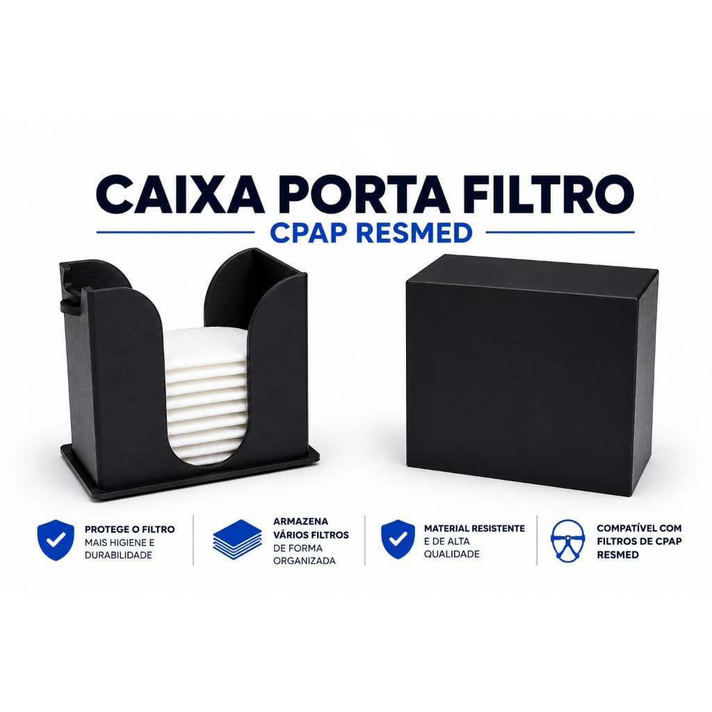 Caixa Porta Filtro CPAP ResMed AirSense 10 e 11 AirCurve Organizador para Filtros Proteção e Higiene