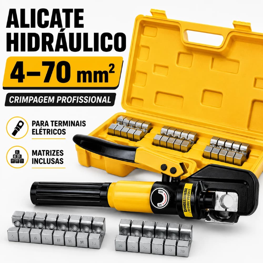 Alicate Hidráulico para Conectores Elétricos - Crimpagem 4 a 70mm² Profissional