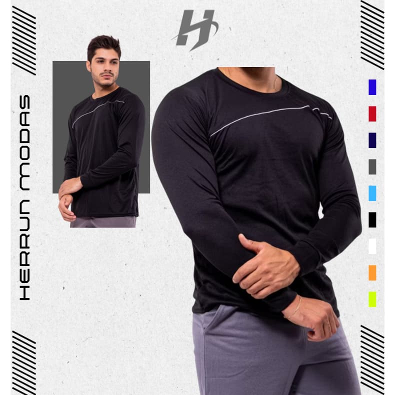 Camiseta Manga Longa Dryfit Esportiva Treino Academia Slim Fitness Exercicio Corrida UV