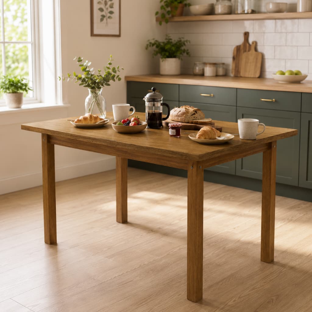 Mesa para Cozinha e Sala de Jantar Tampo MDF com Pés de Madeira Mesa Compacta