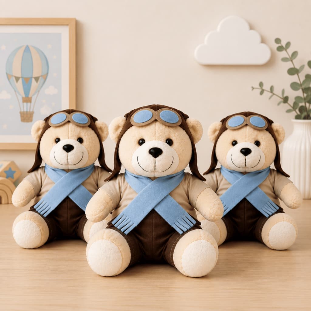 Trio Ursinho de Pelúcia Para Nicho Decoração Quarto Bebê Menino Menina